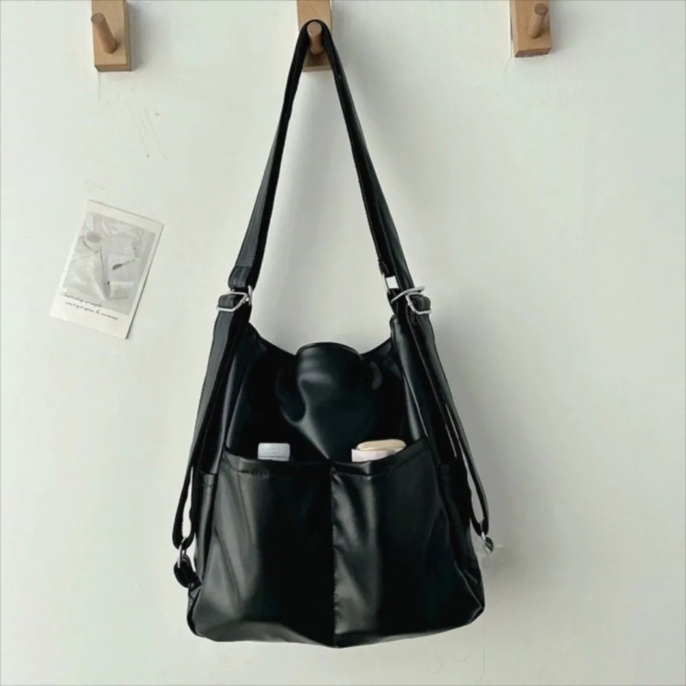 Portable Large Capacity Retro Commuting Backpack Solid Color Fashion Travel Shoulder Bag Casual Simple Crossbody Bag Student