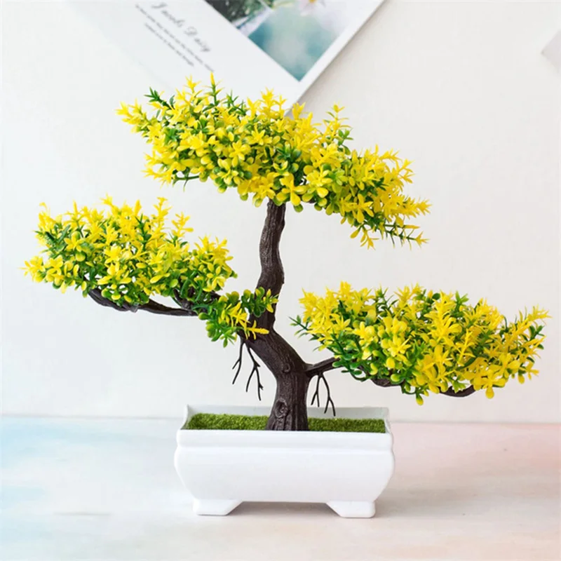 Plantas artificiales de plástico para decoración de mesa, bonsái, maceta de árbol pequeño, plantas falsas, adornos de jardín y balcón