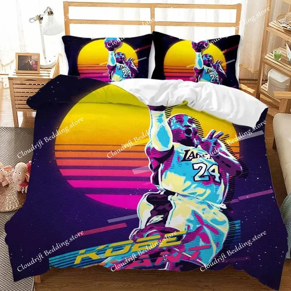 

Basketball Star Bedding Set with zipper, Polyester 3D Digital Print Boys Girls Double Queen Comforter Cover set And Pillowcase96