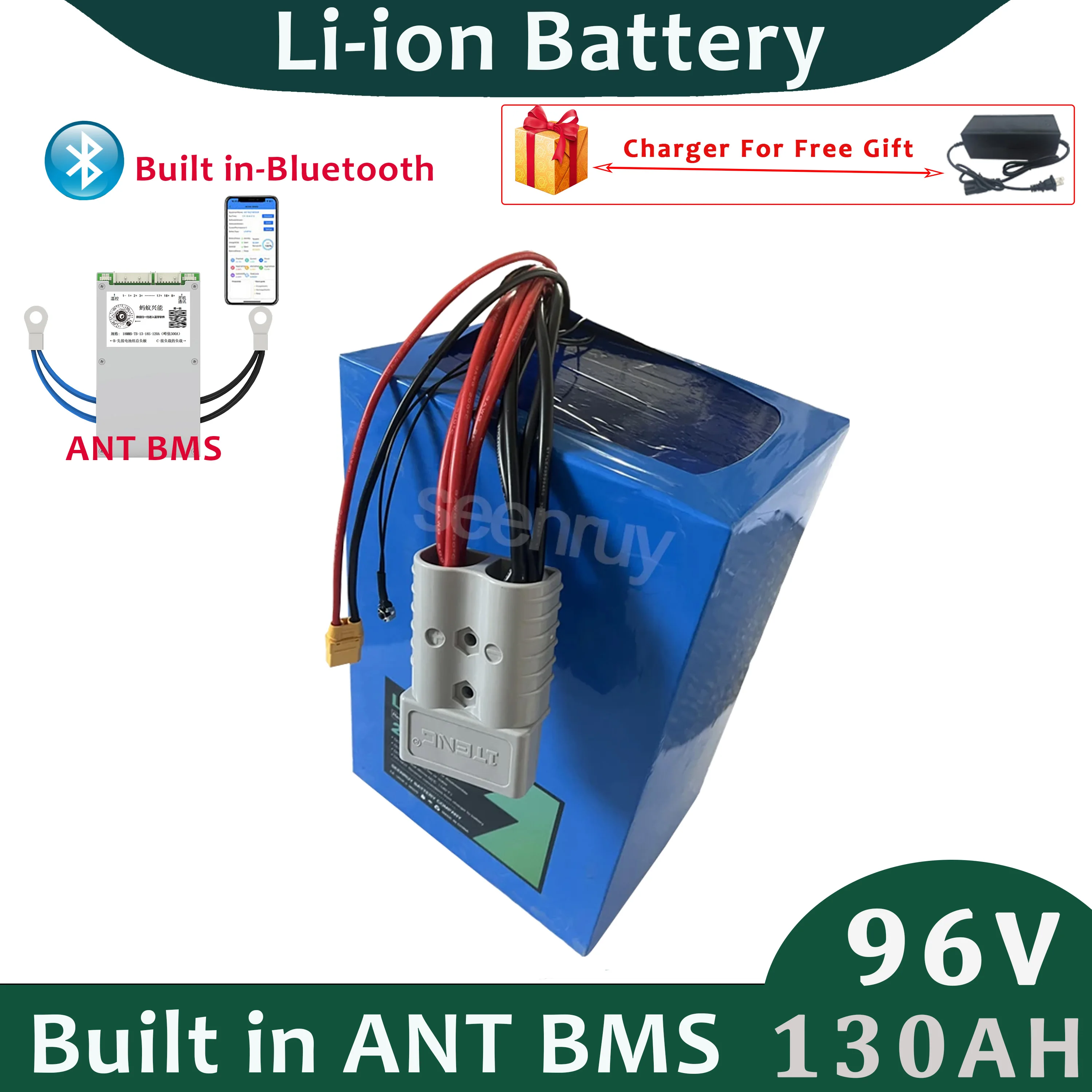 

Built in Bluetooth ANT BMS 96v 130ah Lithium Ion Battery Pack Perfect for Solar Energy Storage System