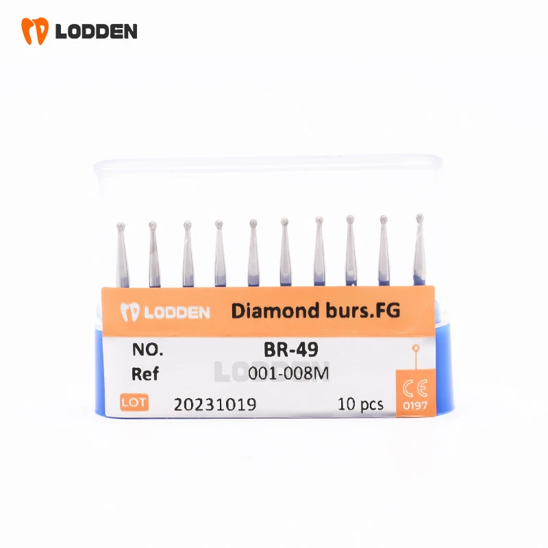 LODDEN 10 Stück/Boxen BR1901 Diamantbohrer in Kugelform, sortiert in FG-Schaft, gemischtes KIT, 1,6 mm, mittelgroße Bohrer, Zahnarzt-Schleifwerkzeuge – Detail 5