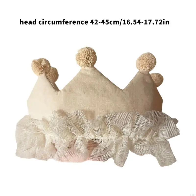 54DF Delikatna opaska dziecięca Rekwizyty do sesji zdjęciowych z miękkim wzorem z tkaniny Korona w stylu dziewczęcym na zdjęcia