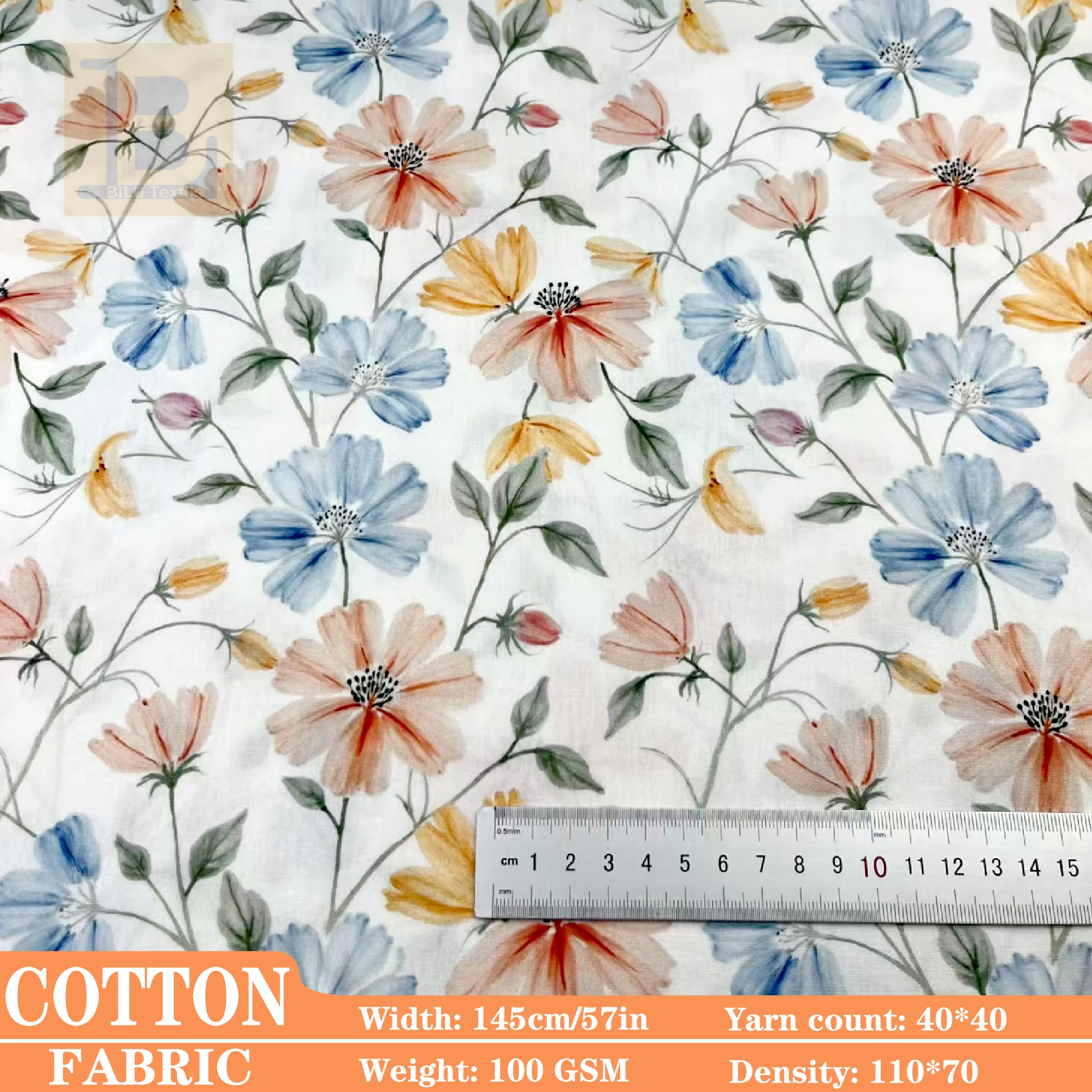 

100% Cotton Poplin Fabric, Like Liberty Style Tana Lawn Printed Floral For Kids, Dresses & DIY Sewing Clothing