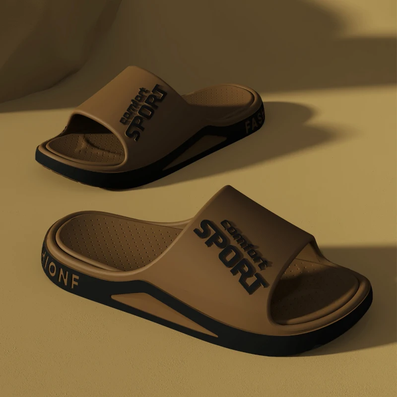 NONE Modische Herren-Sandalen, Sommer, EVA, bequem, rutschfest, weiche Sohlen, Hausschuhe für drinnen und draußen, atmungsaktive Duschrutsche 3