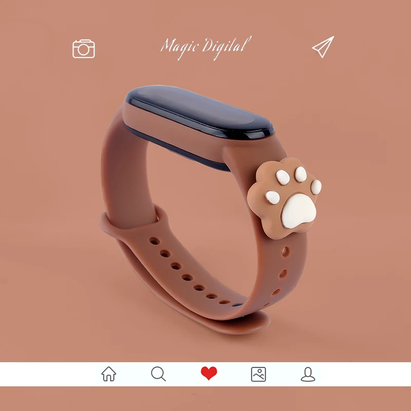 For Mi Band 7 6 5 4 3 Watch Bracelet Of Xiaomi MI Band 3 4 5 Silicone Watch Strap Creative Doll Smart Replacement Wristband Gift