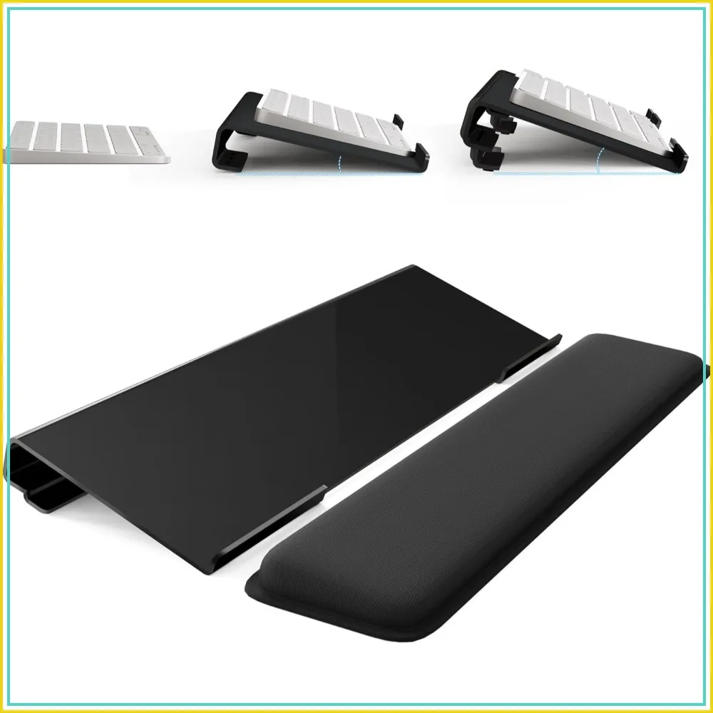 2-Level Height Adjustable Keyboard Stand with Wrist Rest, Non-Slip Riser Pad for Office, Gaming, and Home Desks