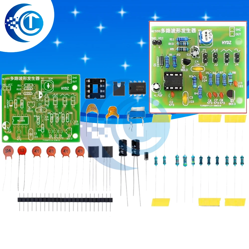 DC6-12V NE555 Pulse Generator Module Sine/Triangle/Square Wave generator multi-channel Waveform Signal Generator DIY Kit