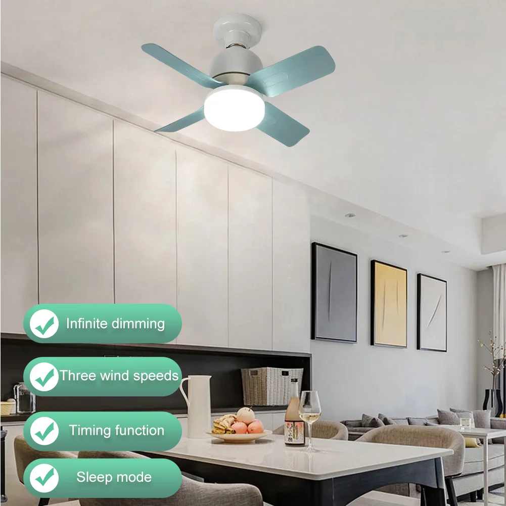 

E27 Socket Small Ceiling Fan with Remote Control 14W LED Ceiling Fan Light White Ceiling Fan for Porch Office Garage Restaurant