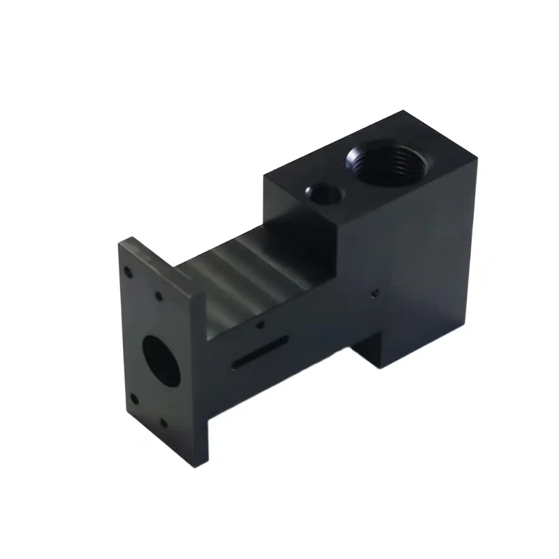 Black anodized aluminum alloy CNC precision machined special-shaped mechanical support seat Equipment fixed connection assembly