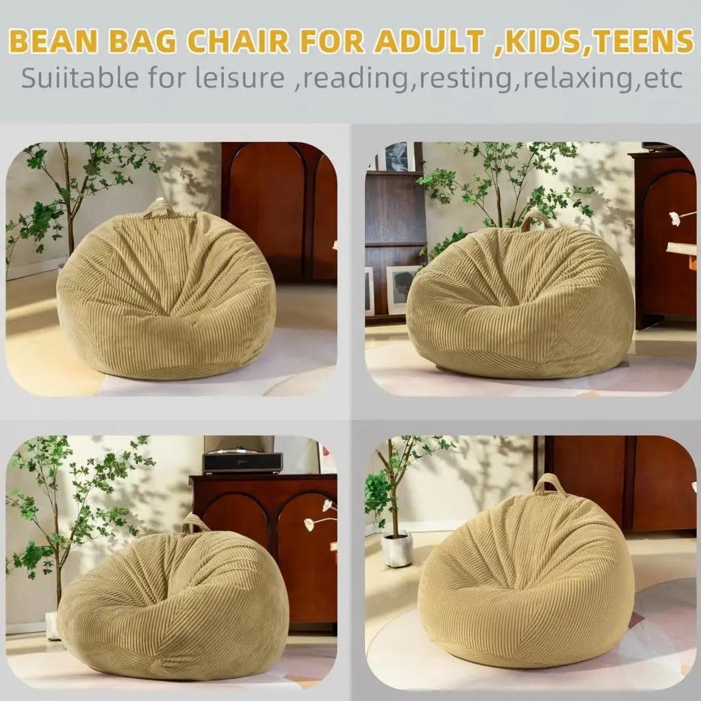 Stuffed Animal Storage Bean Bag Chair Cover (No Filler), Large Toy Storage Organizer & Comfy Kids Sofa Chair for Playroom image 6
