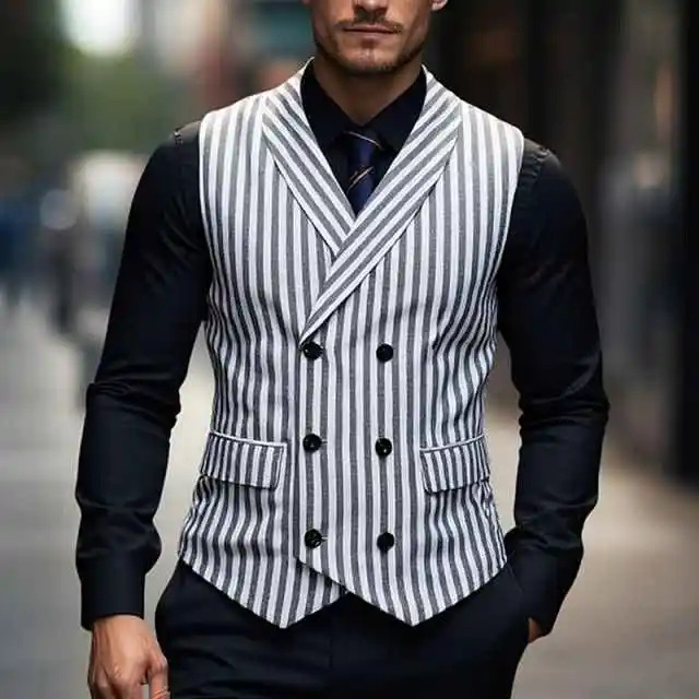 Fashion Wedding Suit 1 Piece Set Jacket Double Breasted Men Suits Trim Fit Sleeveless Party Show Prom Male Wear Suits Customized
