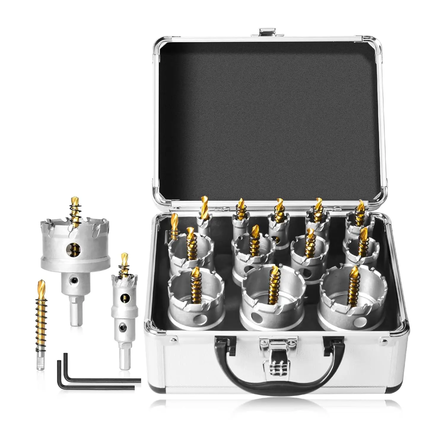 

16Pcs Heavy Duty Carbide Hole Saw Kit for Metal Steel Iron Alloy Copper with Drill Bits