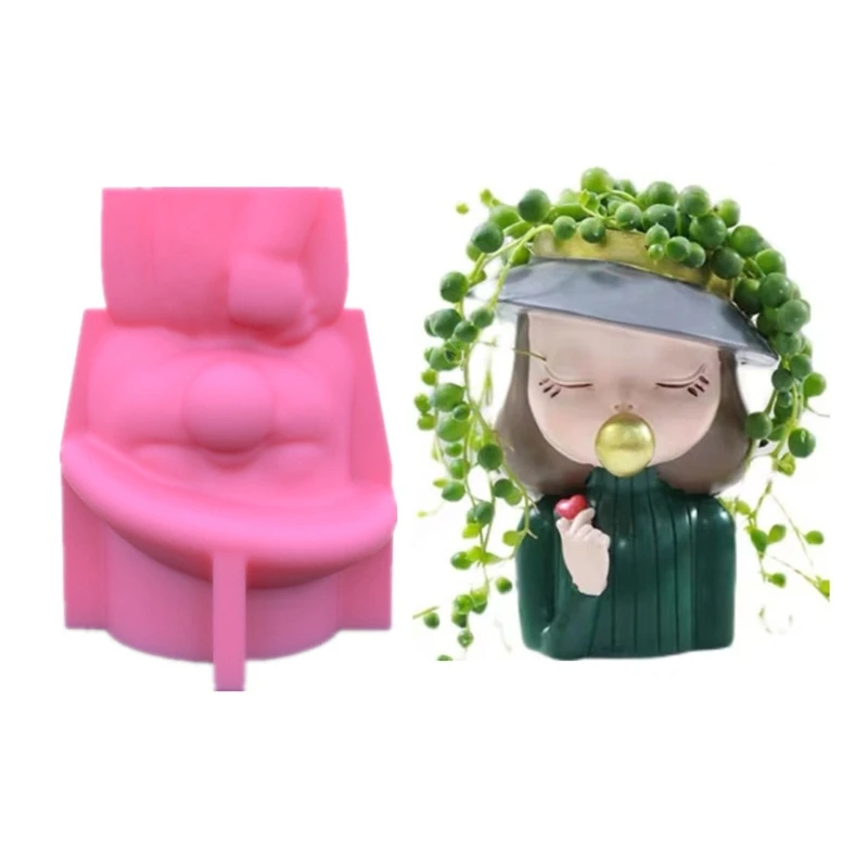 

Geometric Sleeping Girls Silicone Molds Storage Box Mold for Making Succulent Plants Pot Flower Pot Pen Holder