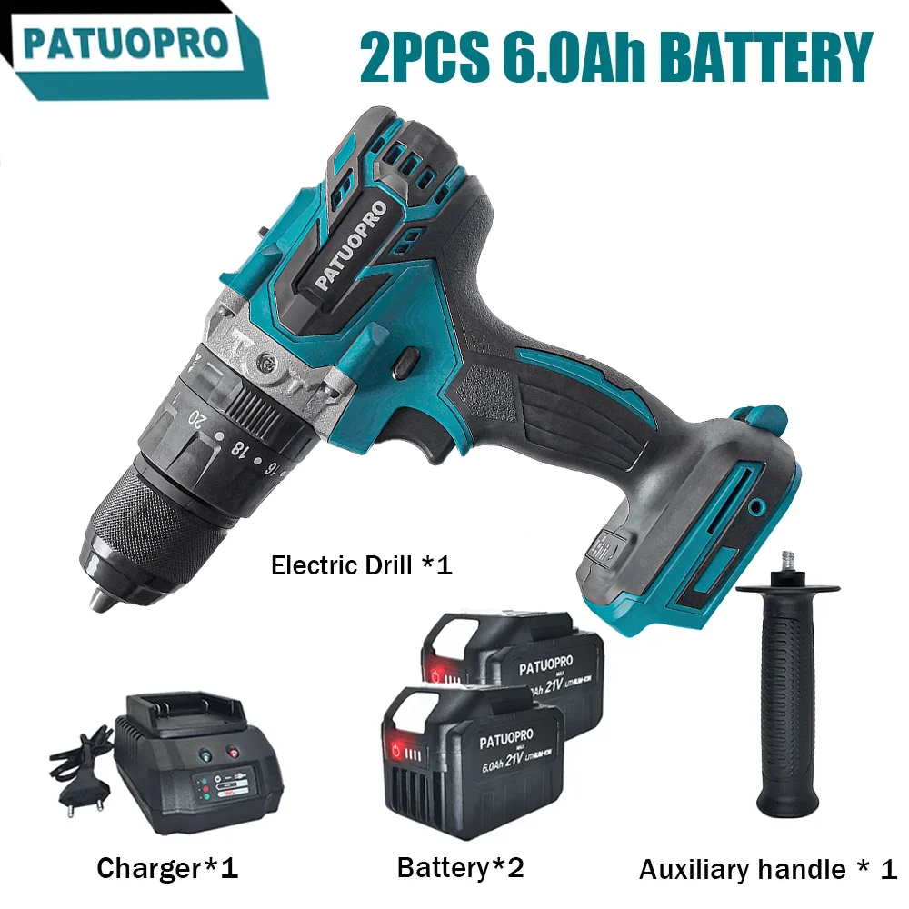 

Brushless Cordless 13MM Electric Impact Drill 20+3 Torque Settings Handheld Screwdriver Driver Power Tool For Makita 18V Battery