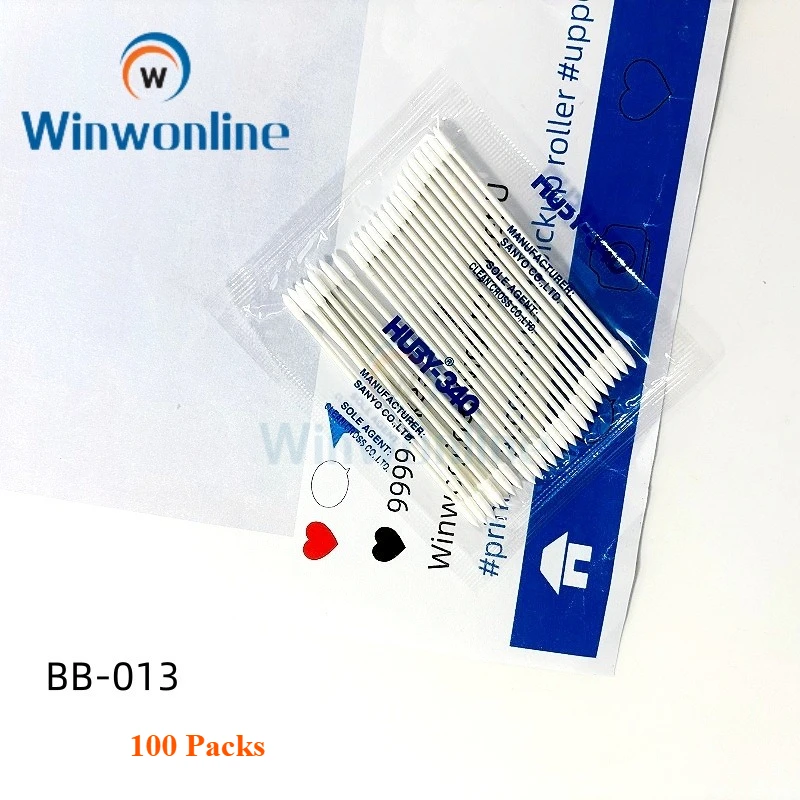 100Packs Huby-340 Cotton Swab for CANON HP XEROX RICOH BB-001 BB-002 BB-003 BB-012 BB-013 Winwonline Double Pointed Tip