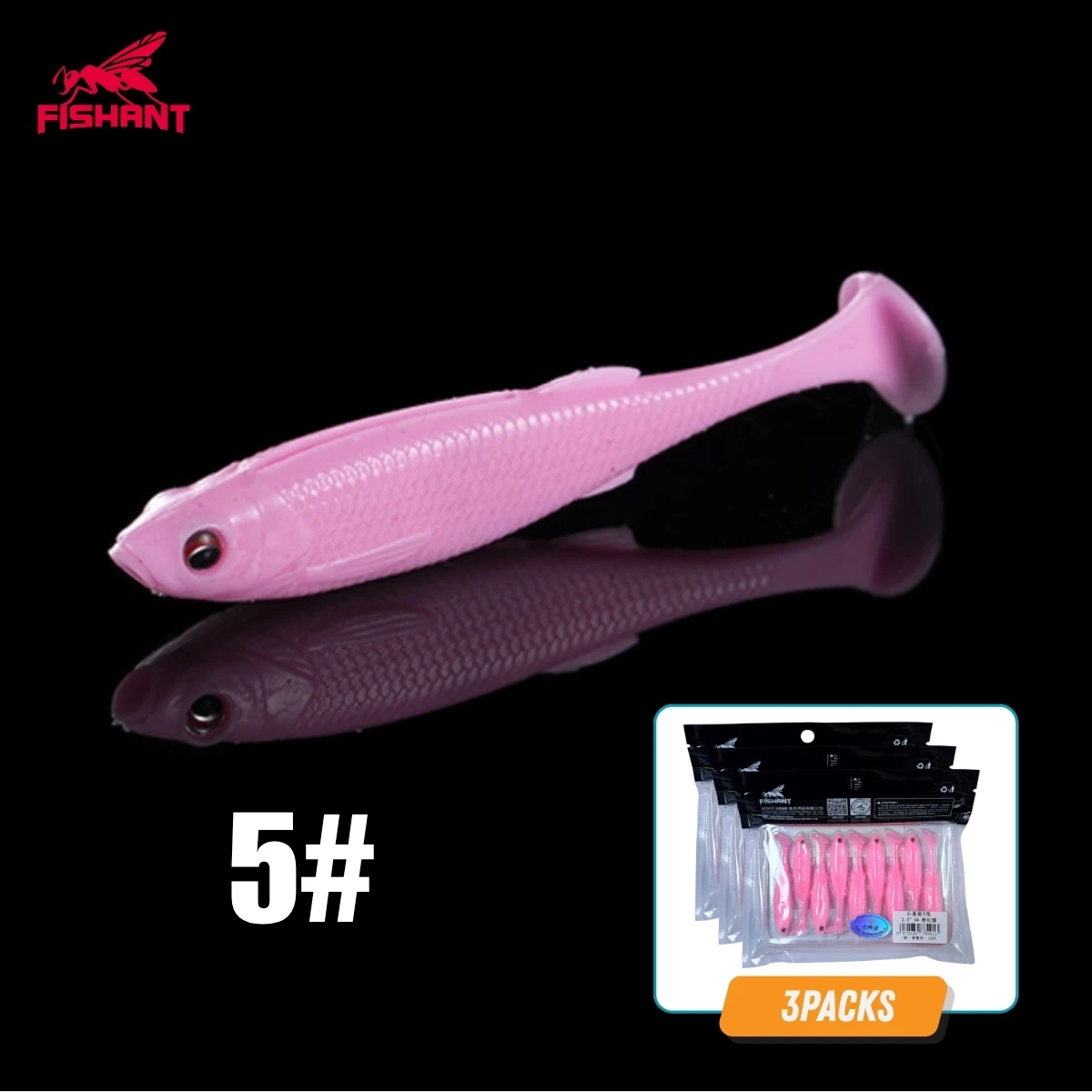 Fishant Small Real Fish 2.0/2.5/2.8/3.1 Inch Paddle Tail Soft Plastic Vislok, Zinkende PVC T-Tail Swimbait voor Baars en Forel