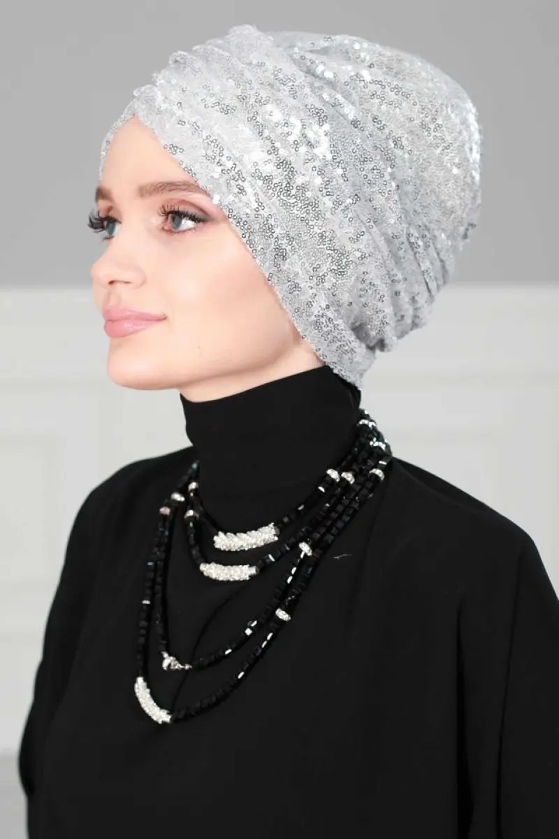 Hijab Knochen pailletten silber