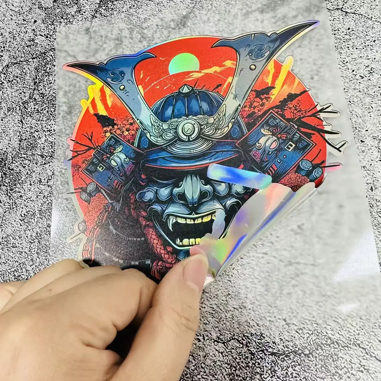 Samurai Car Sticker Laser Reflective Japanese 2D Flat Vector Vinyl Decal for Motorcycle Helmet Window Body Decoration
