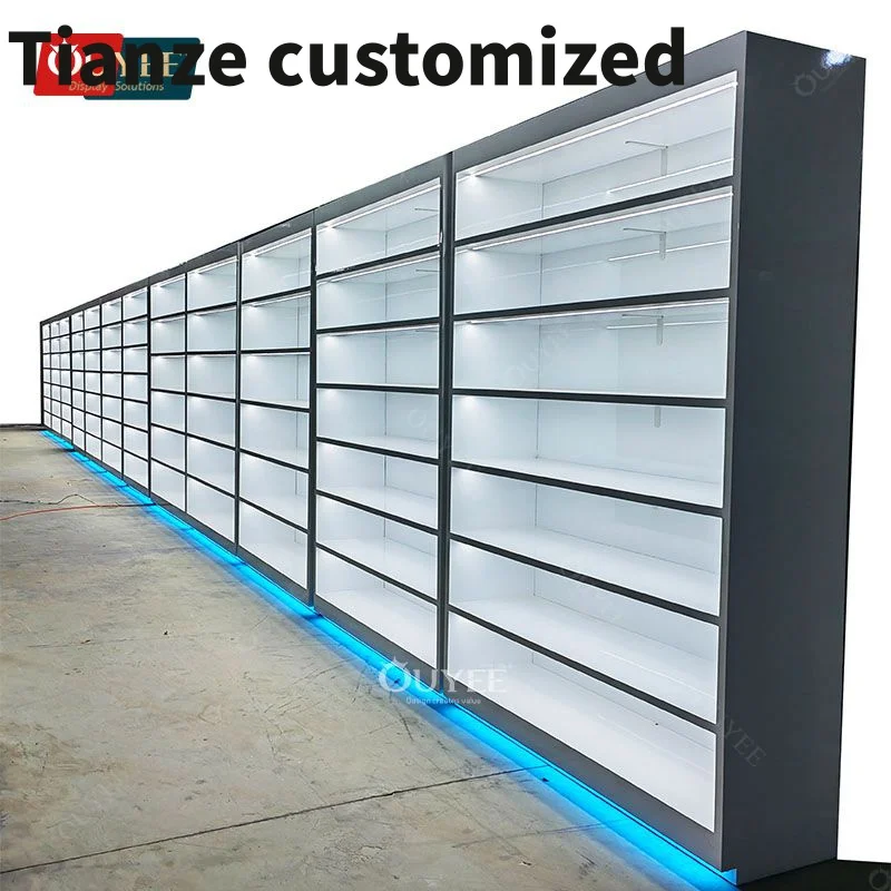 

Customized-Retail Store Display Shelves Wall Shelves Glass Lighted Retail Lock Cigar Shop Display Showcase Cigar Shop Design