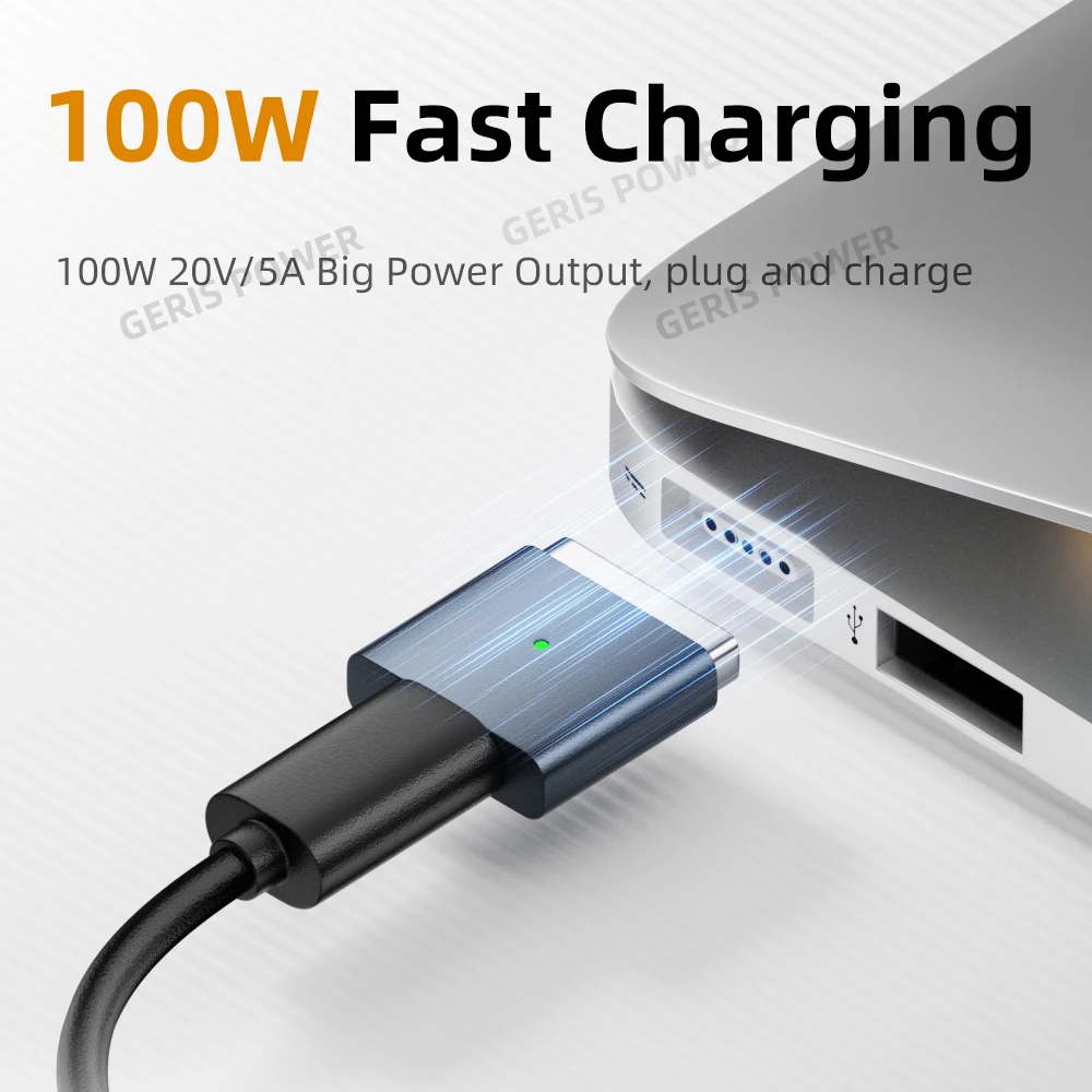 Magnetic PD100W 20V 5A USB Type-C to Magsafe 2 Converter Charging Connector for MacBook Air Pro A1398/A1424/ MC976/MD506/ME665