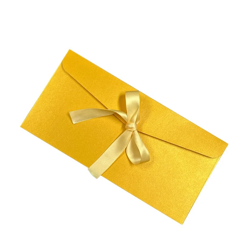 

12pcs Creative Bowknot Card Envelope-Thickened Pearlescent Paper Ribbon- For Event Invitation Gift