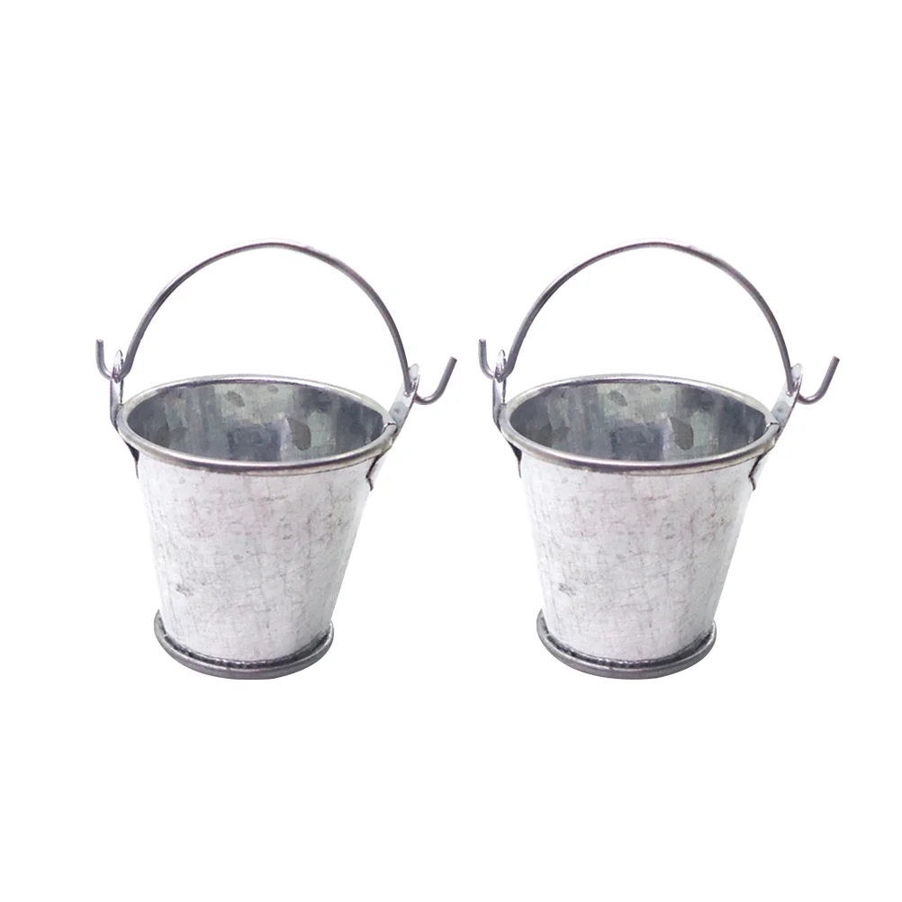 2 Pcs Miniature Toys Kids Play House Accessories Bucket Model for Garden Child Outdoor