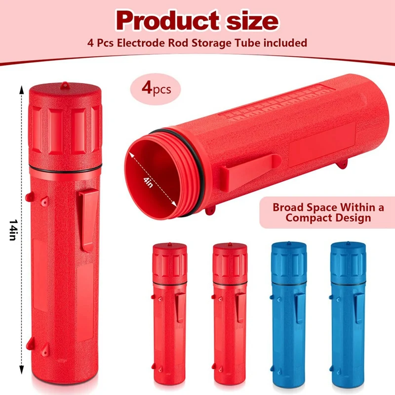 ABJI-4 Pcs Electrode Rod Storage Tube 14 Inch Welding Rod Storage Airproof Welding Rod Container Waterproof