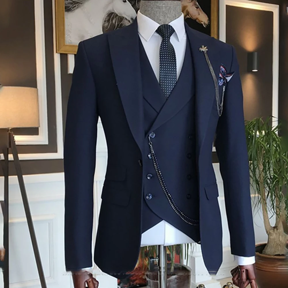 

2025 New Polyester Man Suit Sets 3 Pieces(Jacket+Vest+Pants) Breathable Modern Blazer Business Wedding Traje de Hombre 3 Piezas