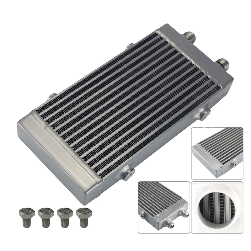 Universal Oil Cooler  Small Bar and Plate Dual Pass  Core:9.5"x5.5"x1.58" - Image 2