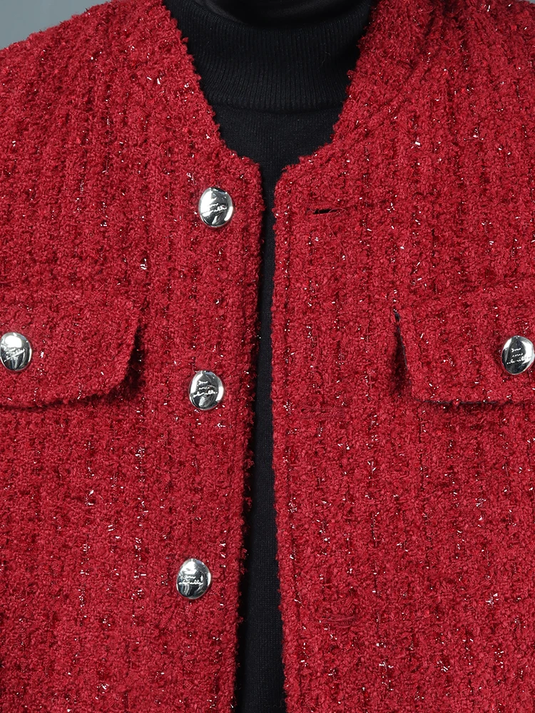 2025 New Light Luxury High-end Coat Long Sleeve Shoulder Padded Jackets Men Niche Korean Version Babysbreath Tweed Casual Jacket