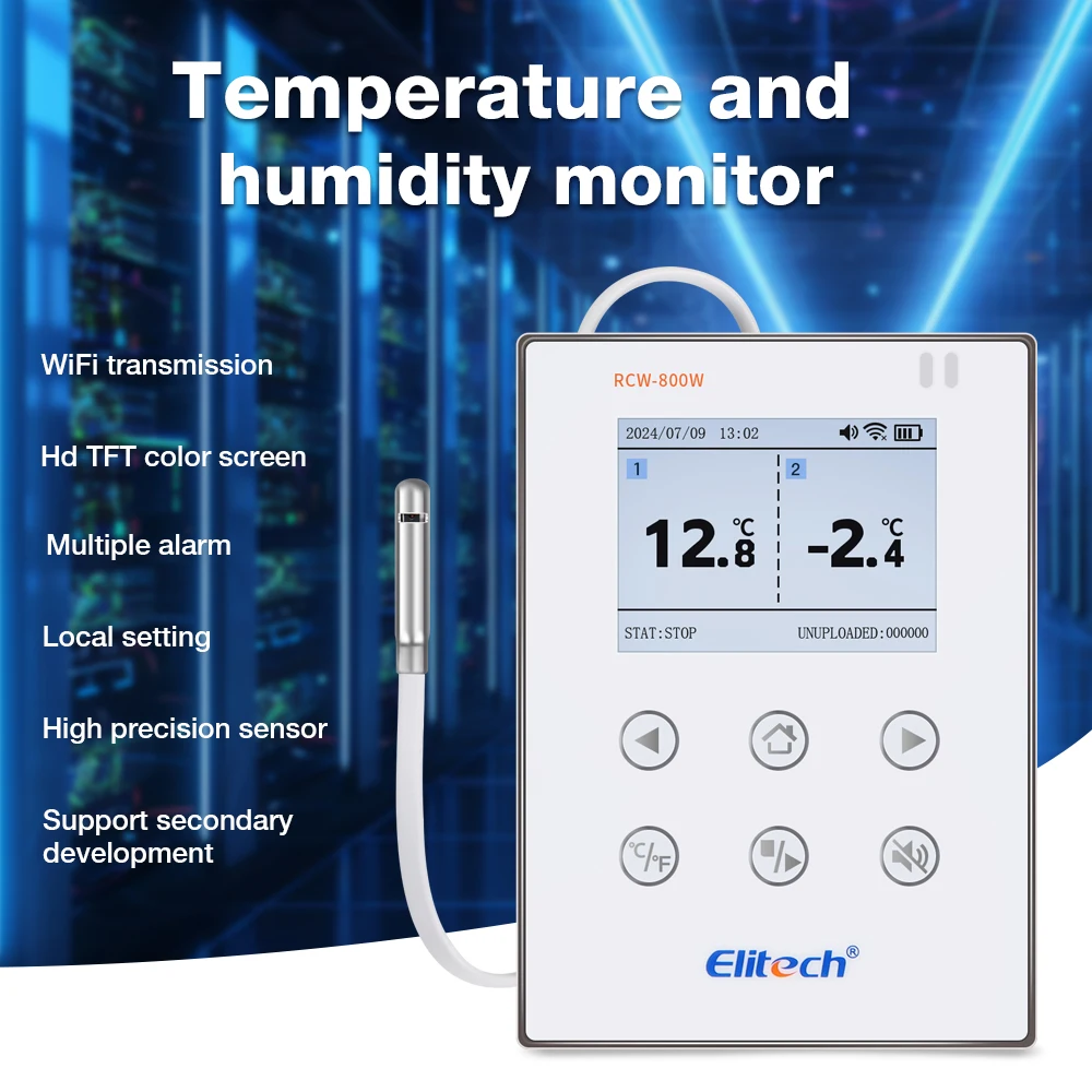 

RCW-800W Temperature Humidity Data Logger Temp Recorder Vaccine Temperature Monitor 20000 Points for Refrigeration Cold Chain
