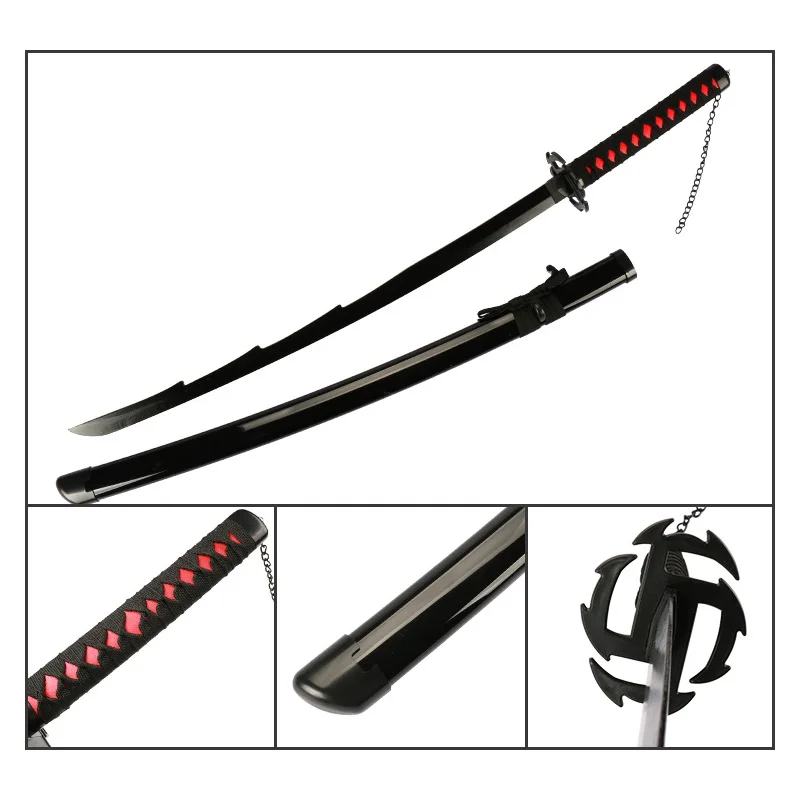 80cm Anime Bleach Katana Swords Kurosaki Ichigo Ninja Blade Cosplay Prop Wooden Anime Katana  Zangetsu Decorative