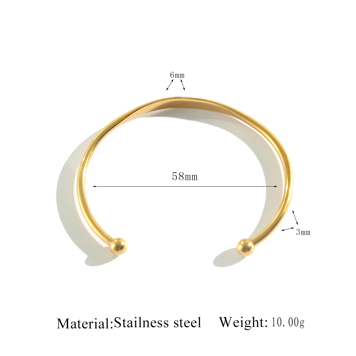 مجموعة GIOIO الحد الأدنى العصرية المفتوحة أساور نسائية عصرية وأنيقة من الفولاذ المقاوم للصدأ مطلية بالذهب عيار 18 قيراط مجوهرات شتوية يومية #6