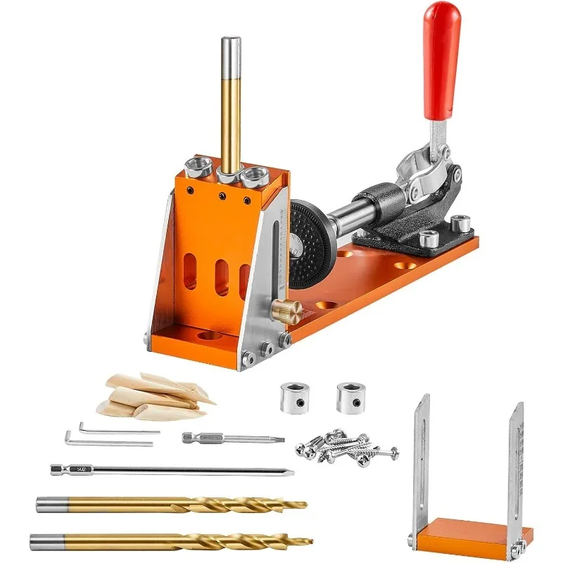 Pocket Hole Jig Kit, Easy-to-Use for Wood Projects, Comes with Step Drills, Stop Collars, Hex Keys & Driver Bits