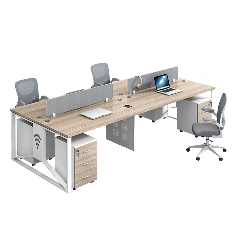 

Staff office desk and chair combination, wind station computer desk card holder