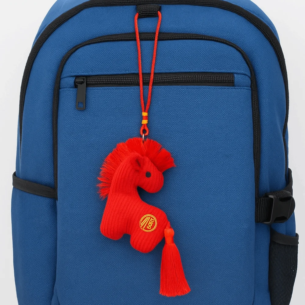 Cartoon Plush Horse Keychain PP Cotton Handmade Hanging Pony Doll Fluffy 12cm Pony Keychain Festive Decor