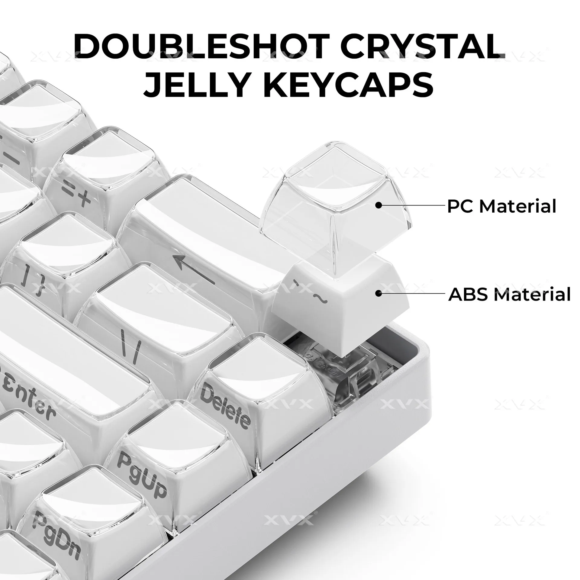 Arabic English Keycaps Russian Alphabets Keycaps OEM Height Profile Cross Axis WM1 For Cherry MX Switch Doubleshot Crystal Jelly