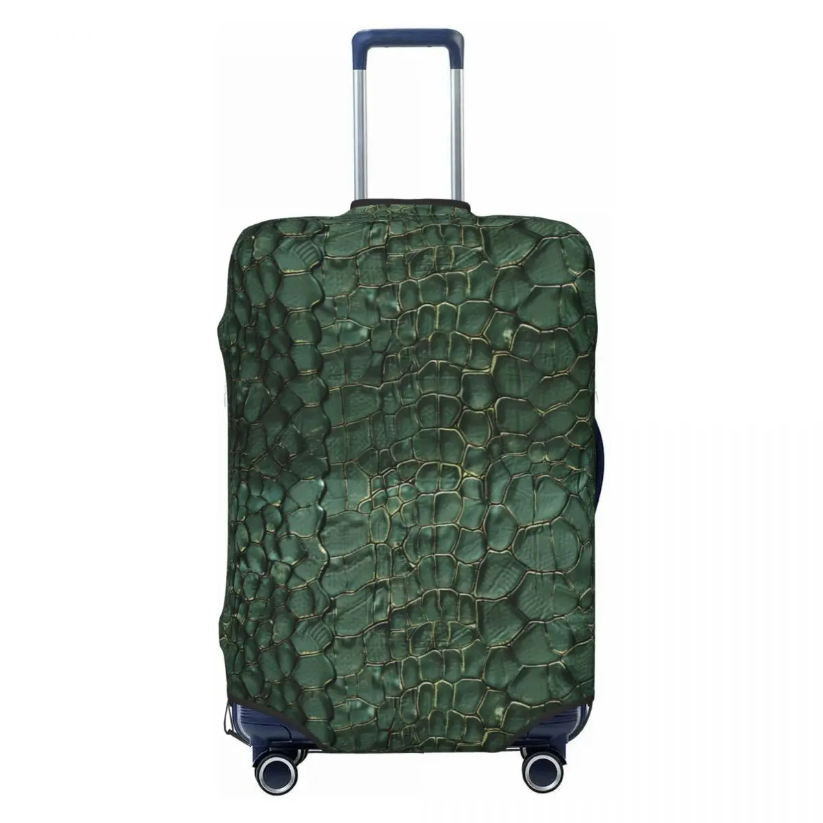 

Funny Dark Green Gold Trim Crocodile Skin Luggage Cover Protector Dust Proof Travel Suitcase Covers