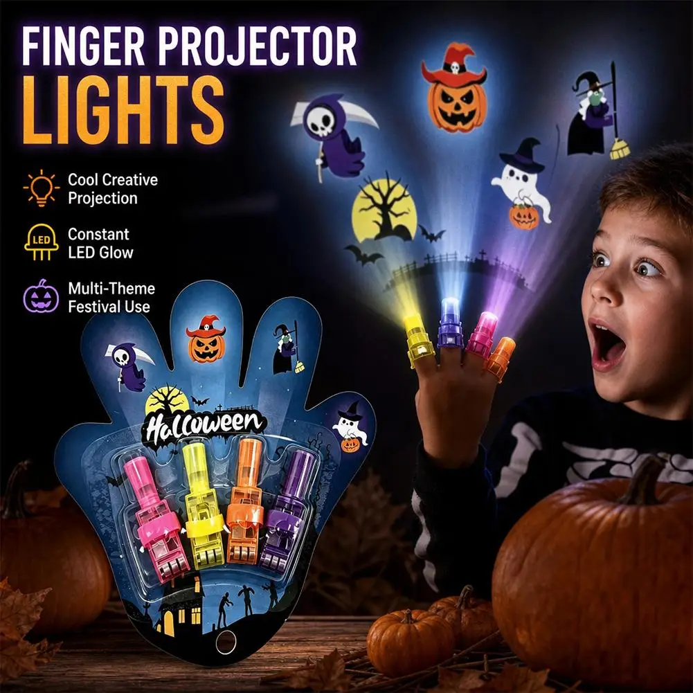 Halloween Finger Lights Toys LED lights with random festival patterns Halloween Party Favors Toys Halloween Goodie Bag Fillers