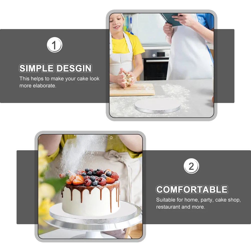 

2Pcs Delicate Cake Transfer Boards Aluminum Foil Drums for Classy Presentation in Bakeries and Events Cake Boards