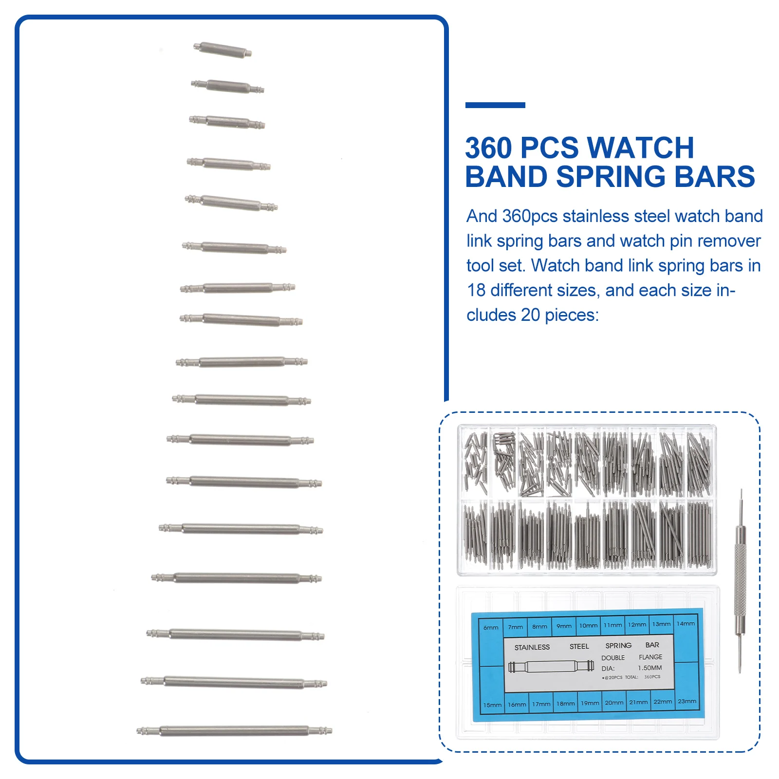 Watch Strap Adjustment Stainless Steel Spring Bar Silver Pin Remover Bands