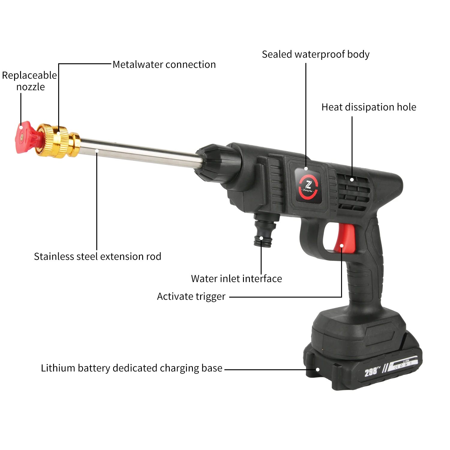 50 Bar Kabellose Hochdruck-Autowaschpistole Kompatibel mit Makita 21V Batterien 10-Meter Sprühreichweite Ideal für Autos und Gärten – Detail 8