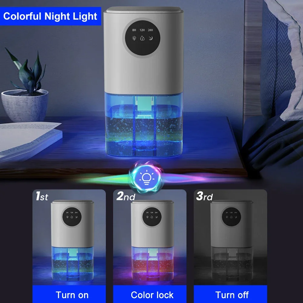 مزيل الرطوبة المنزلي الصغير بسعة كبيرة ، مزيل الرطوبة الداخلية ، تنقية الهواء الصامت ، غرفة النوم والمكتب ،