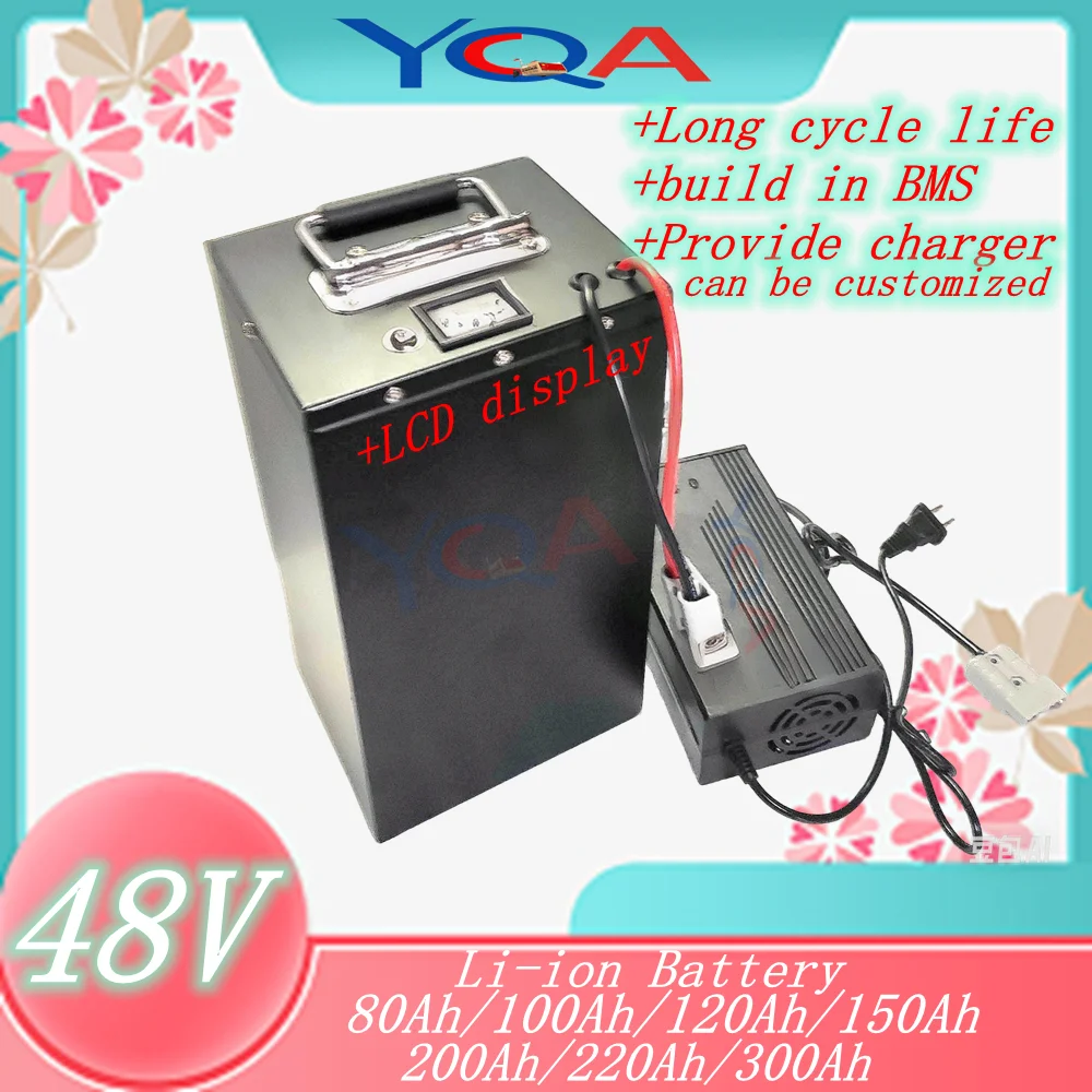 

48v Lithium ion Battery 80Ah 100Ah 120Ah 150Ah 200Ah 300Ah Li-ion Battery Pack For 2000W 3000W 4000W Golf Cart Rickshaw RV