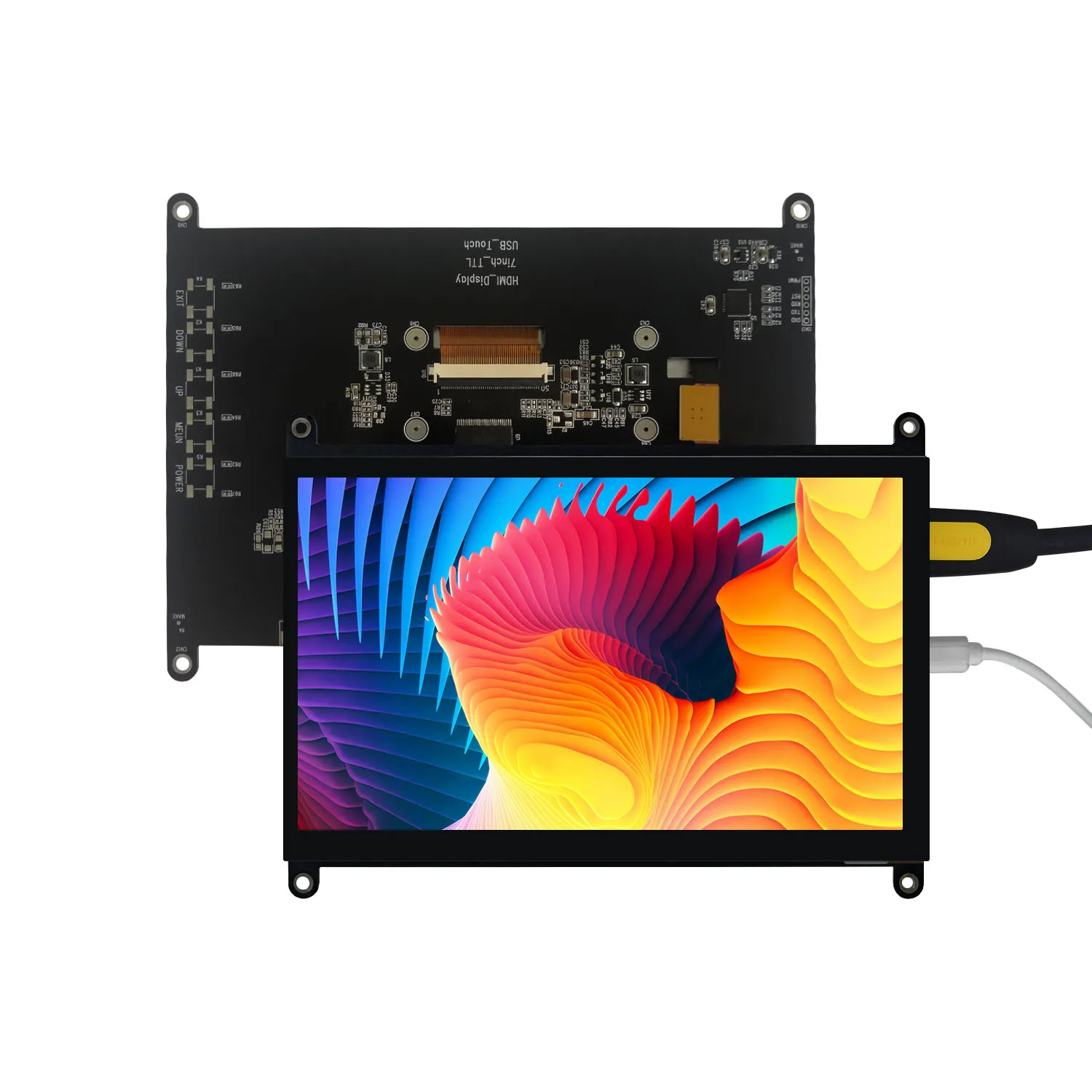 7 Inch TFT LCD Display 1024x600 IPS Touch Panel Module Screen With HDMI Driver Board Signal Source Support Windows Raspberry Pi