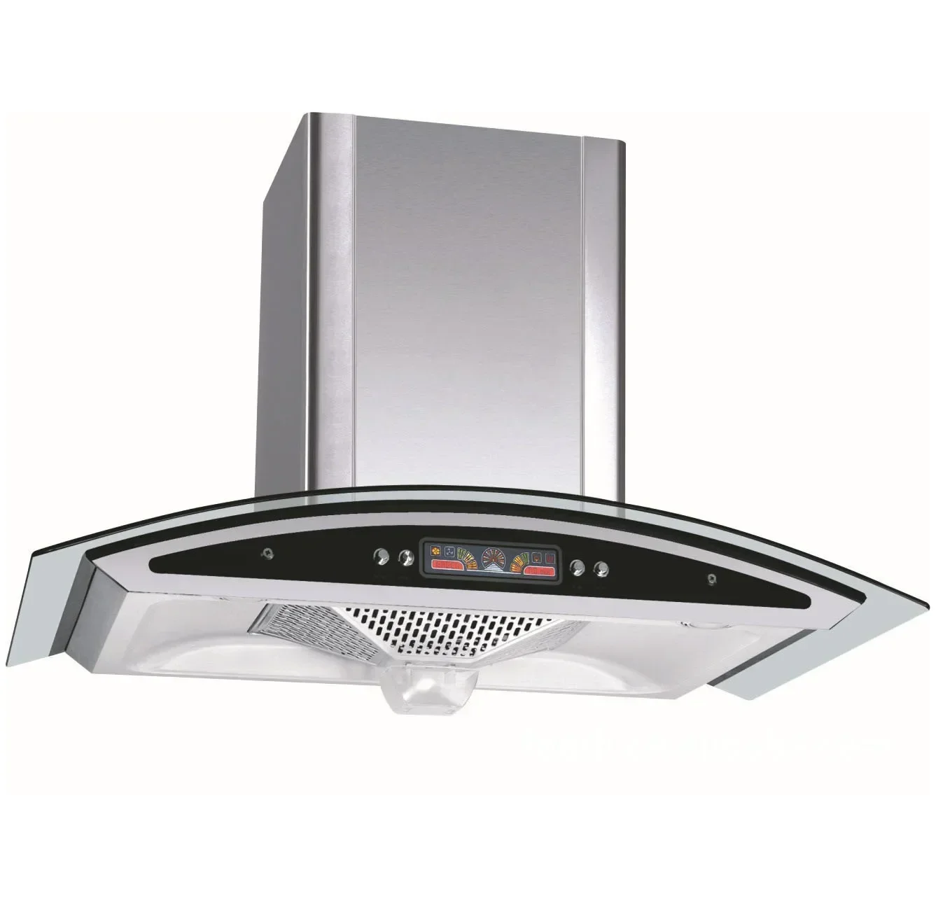 For 90cm Island Range Hood with Low Noise Vertical Chimney Extractor Home Appliance Kitchen Cooker Hood LED Light Copper Housing