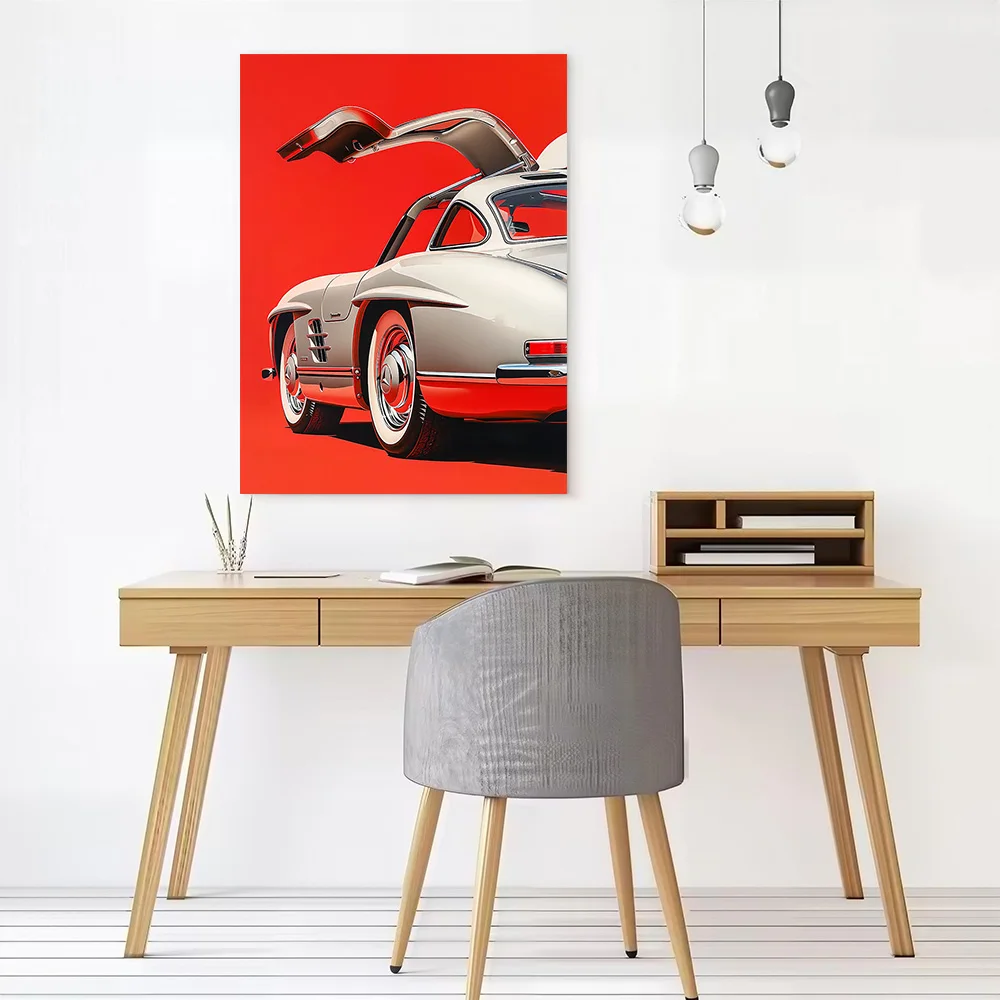 Sports Car Benz SL Gullwing Poster Canvas Wall Art Custom Photo Print Modern Painting for Fans Home Decoration Ornaments Bedroom