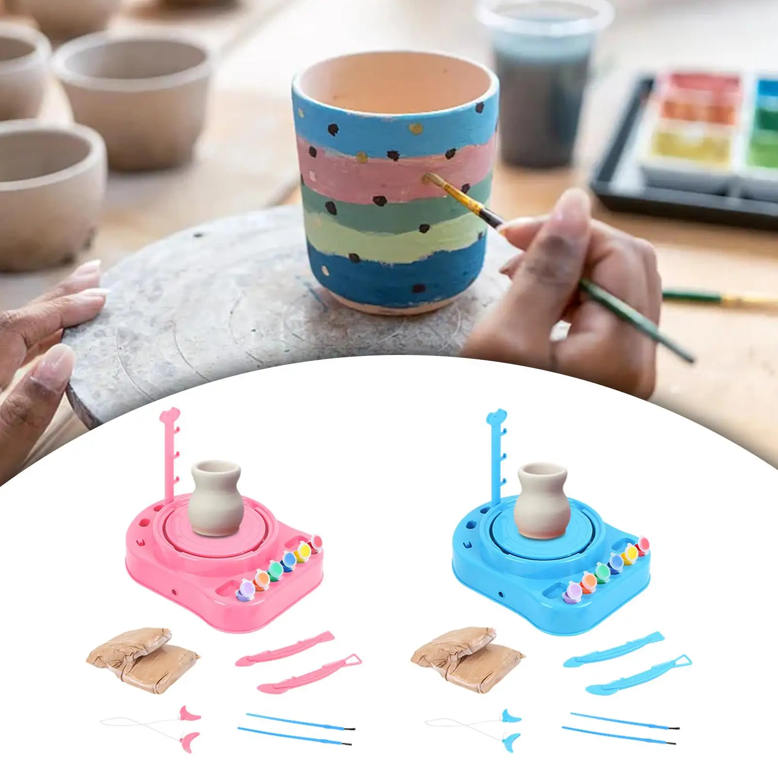 Kids Pottery Forming Machine Educational DIY Pottery Wheel for Kids for Problem Solving Coordination Fine Motor Skills Prechool