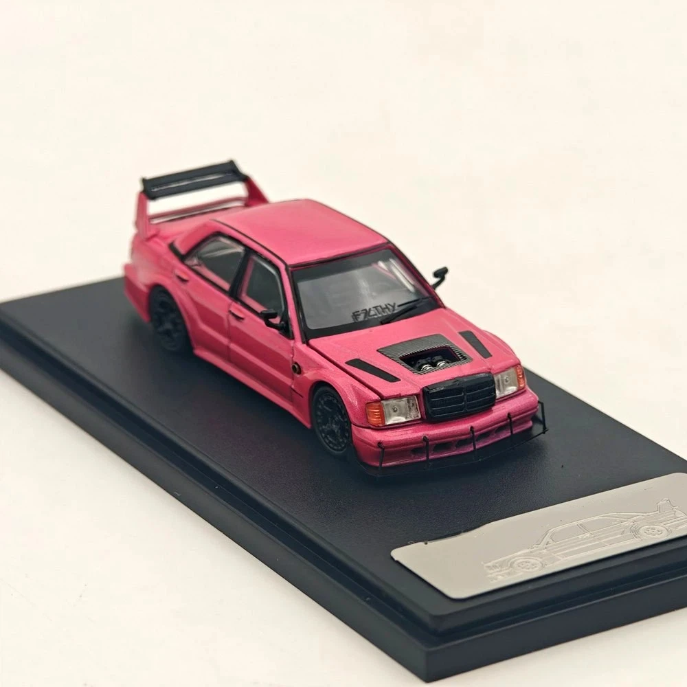 1:64 Rhino Model Modified W201 190E Diecast Car, Open Hood Ultra Detailed Vintage Euro Tuner Mini, Limited Collectible