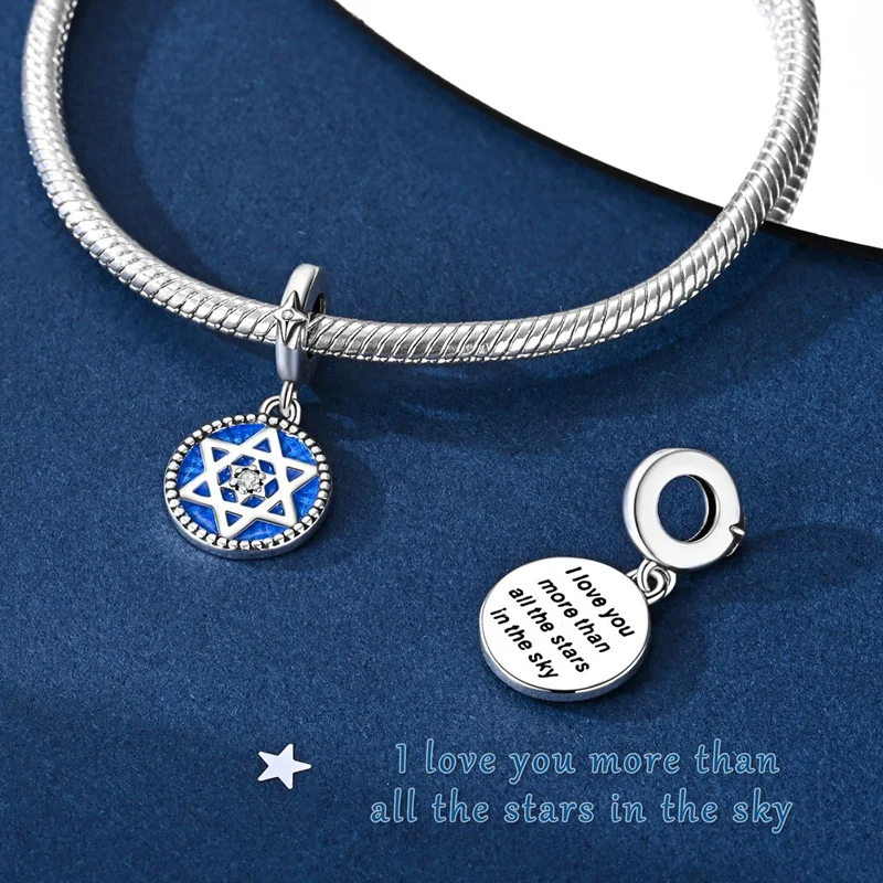 925 Sterling Silber Charms Anhänger Sternenhimmel Mond Sonne Kosmische Perlen Passend für Original Armband Armreif DIY Charms Damenschmuck Geschenke – Detail 20